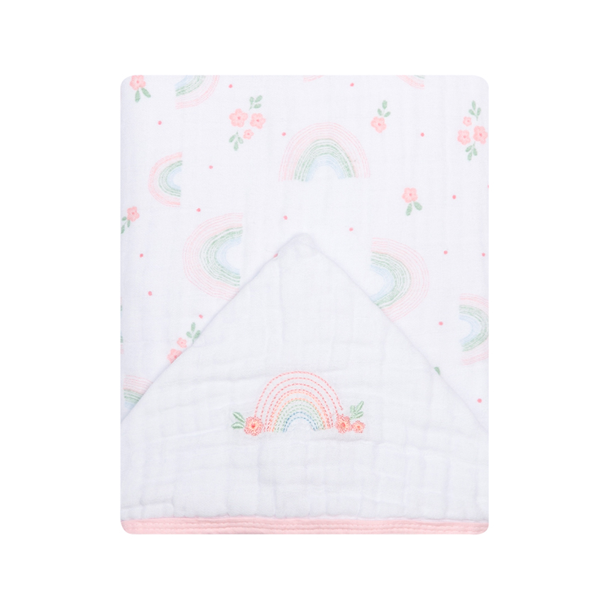 Toalha Com Capuz Bebê Papi Soft Bordado Arco Íris Toalha Com Capuz Bebê Papi Soft Bordado Arco Íris