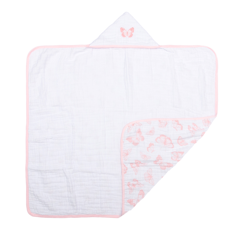 Toalha Com Capuz Bebê Papi Soft Bordado Borboletas Toalha Com Capuz Bebê Papi Soft Bordado Borboletas