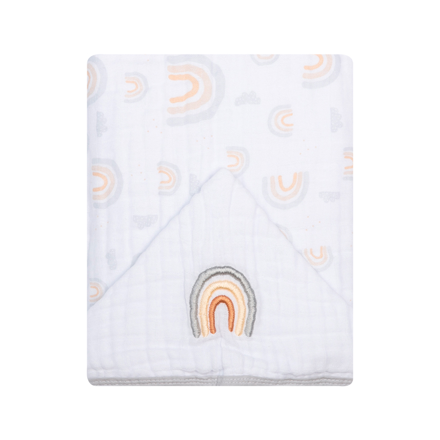 Toalha Com Capuz Bebê Papi Soft Bordado Arco Íris Toalha Com Capuz Bebê Papi Soft Bordado Arco Íris