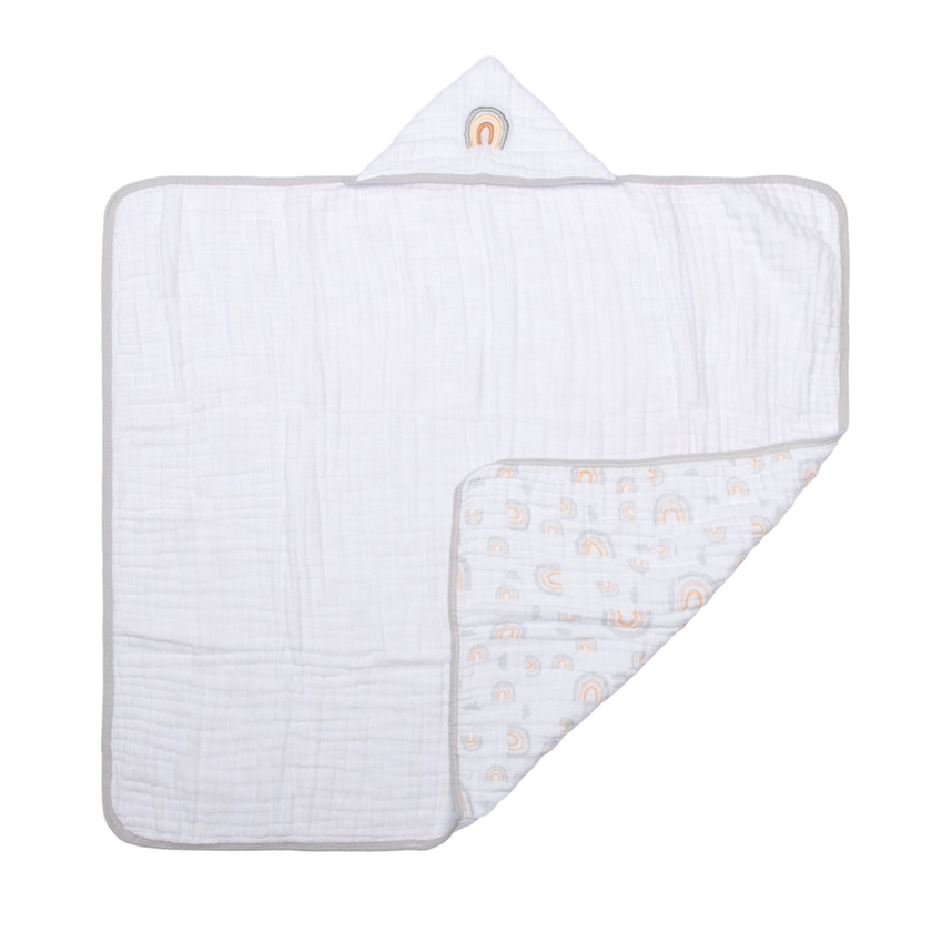 Toalha Com Capuz Bebê Papi Soft Bordado Arco Íris Toalha Com Capuz Bebê Papi Soft Bordado Arco Íris