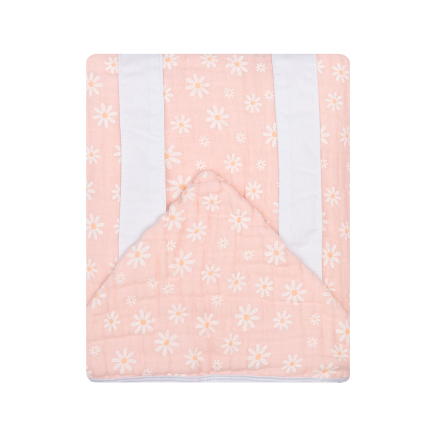 Toalha Com Capuz Bebê Papi Avental Estampa Flores Toalha Com Capuz Bebê Papi Avental Estampa Flores