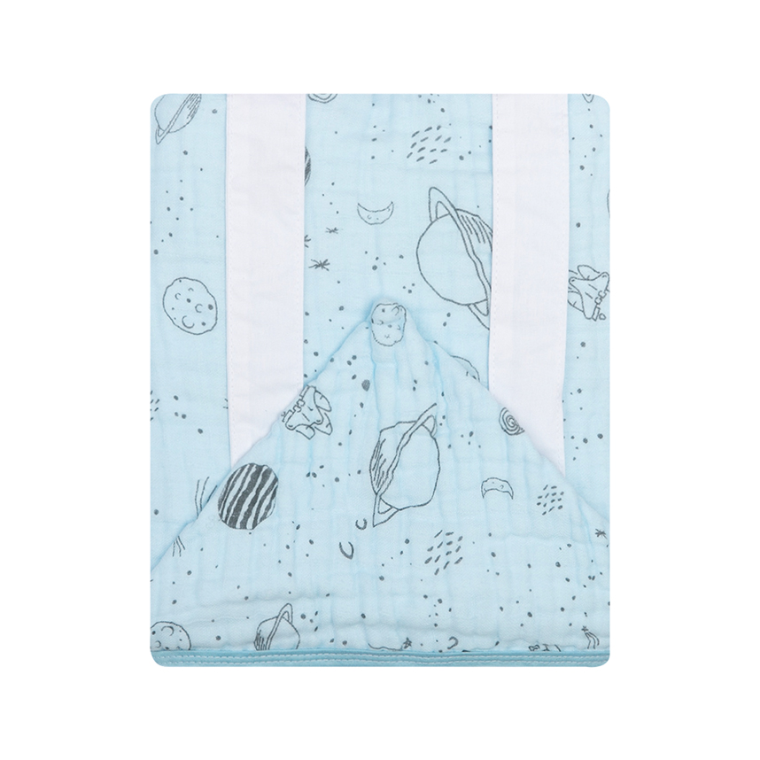 Toalha Com Capuz Bebê Papi Avental Estampa Nave Espacial