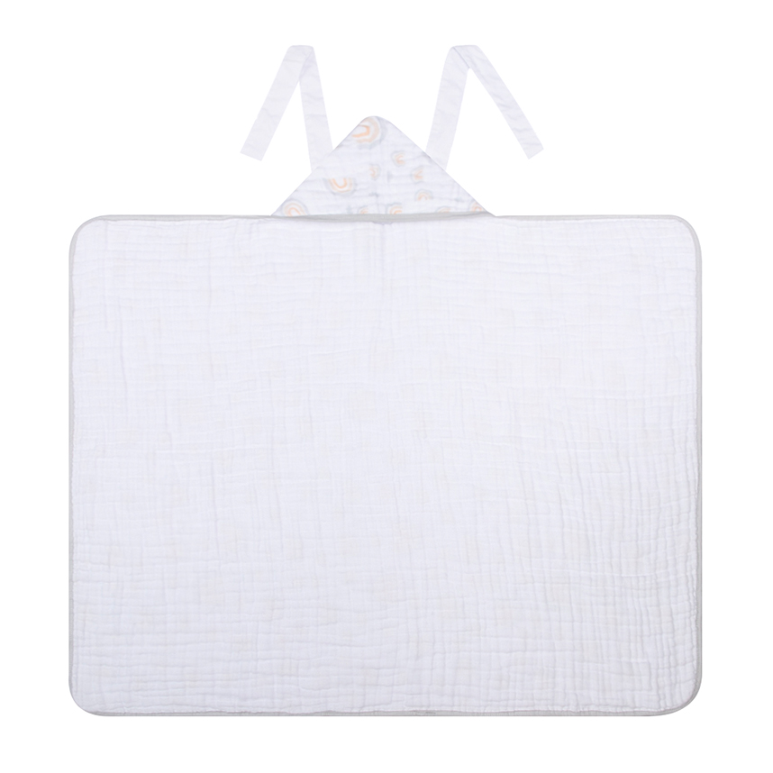 Toalha Com Capuz Bebê Papi Avental Estampa Arco Íris