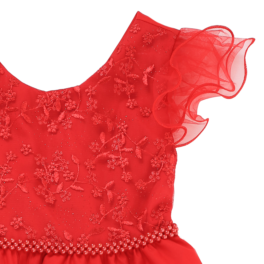 Vestido Infantil D Luxe Pala Bordado Floral Saia Tule Vestido Infantil D Luxe Pala Bordado Floral Saia Tule