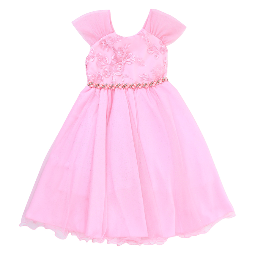 Vestido Infantil D Luxe Bordado Floral E Saia Tule