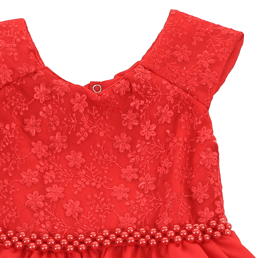 Vestido Infantil D Luxe Bordado Floral E Cinto Pérola Vestido Infantil D Luxe Bordado Floral E Cinto Pérola
