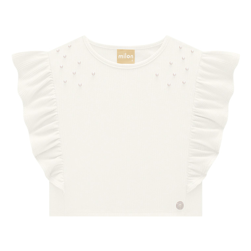 Blusa Juvenil Milon Cropped Ribana Com Pérolas