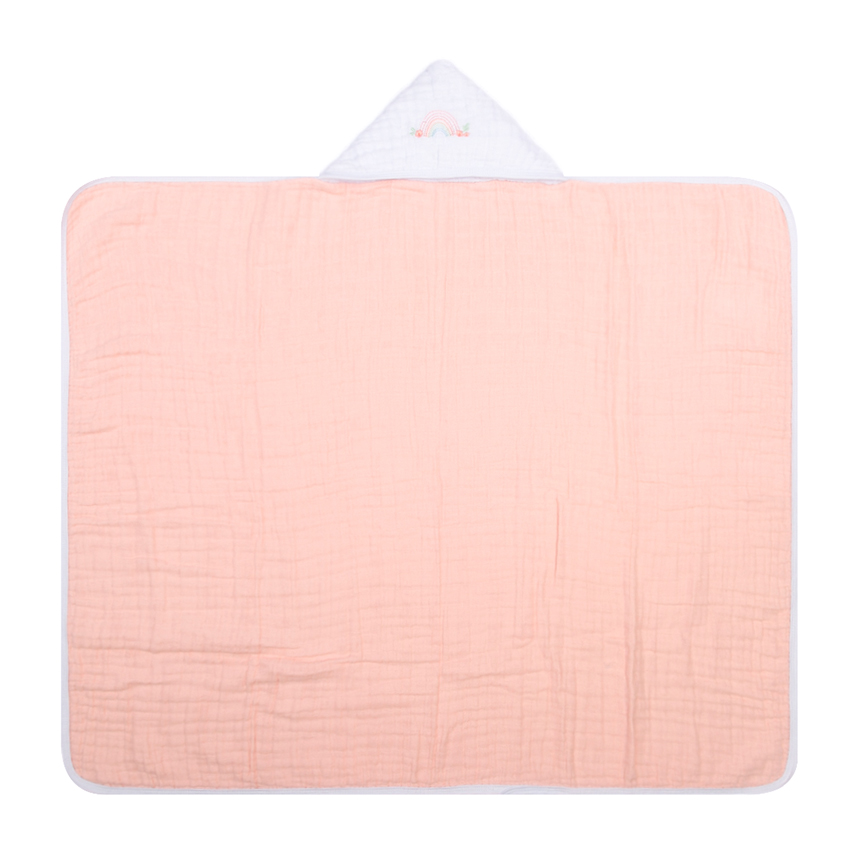 Toalha Com Capuz Bebê Papi Soft Tinto Bordado Arco Íris