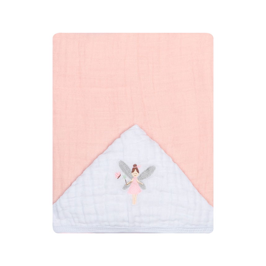 Toalha Com Capuz Bebê Papi Soft Tinto Bordado Fadinhas