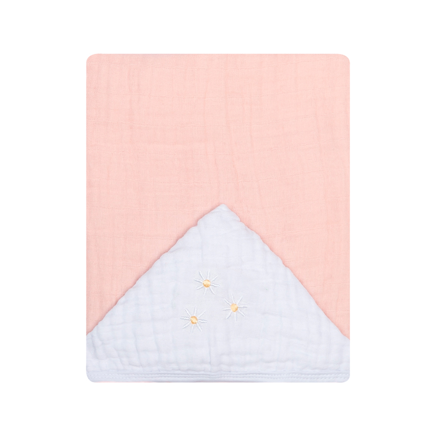 Toalha Com Capuz Bebê Papi Soft Tinto Bordado Flor