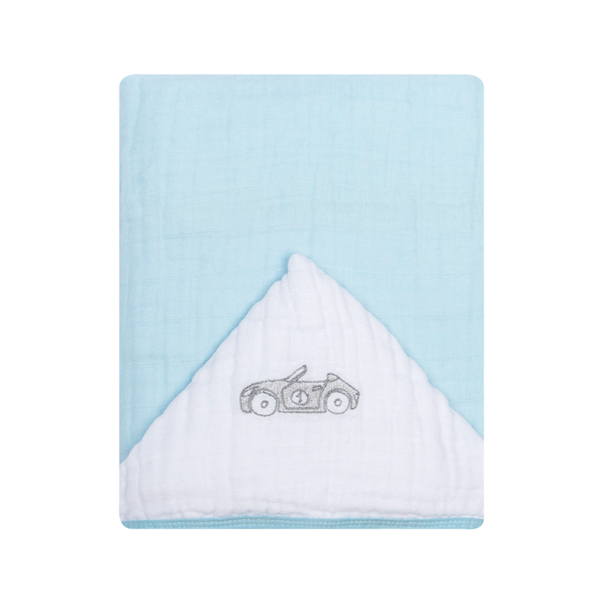 Toalha Com Capuz Bebê Papi Soft Tinto Bordado Carro