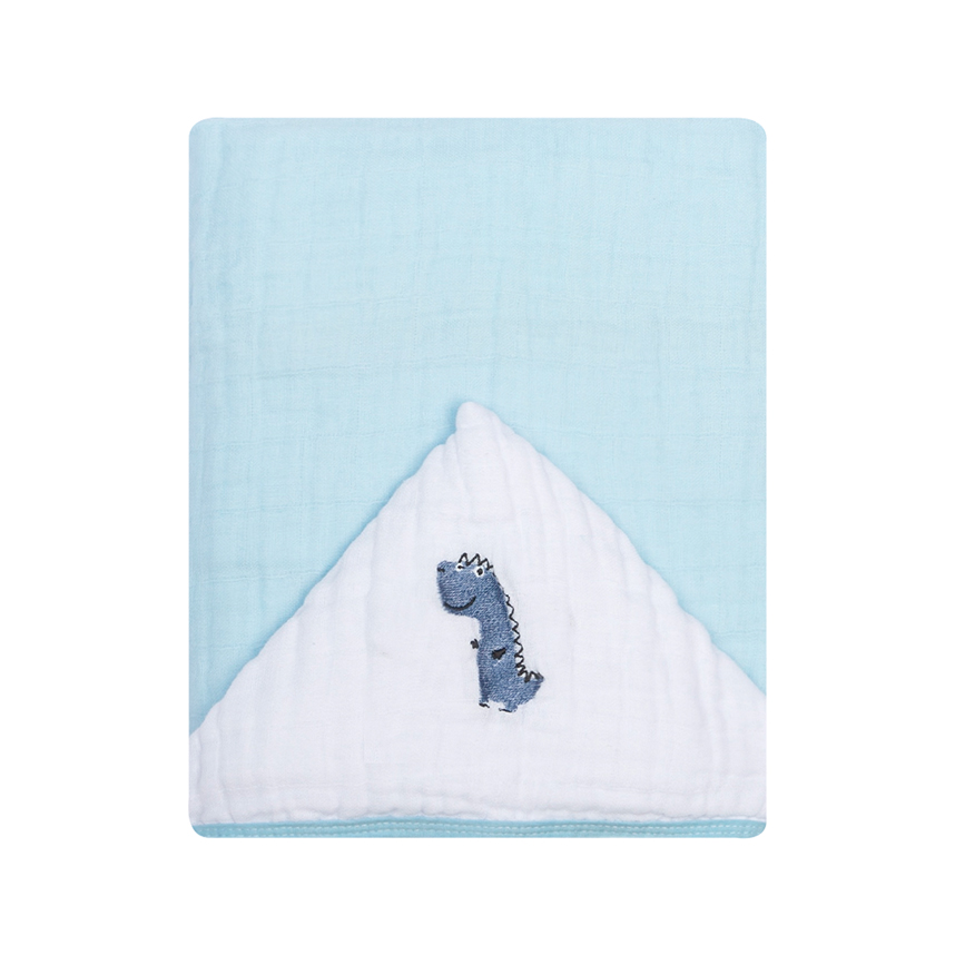 Toalha Com Capuz Bebê Papi Soft Tinto Bordado Dinossauro