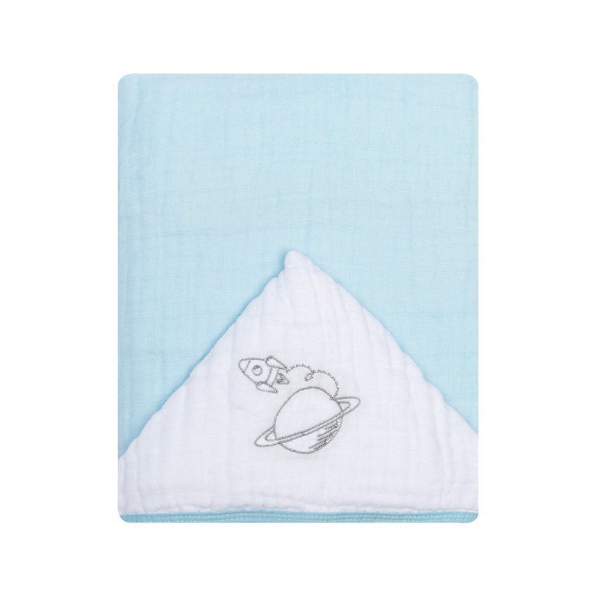 Toalha Com Capuz Bebê Papi Soft Tinto Bordado Espaço