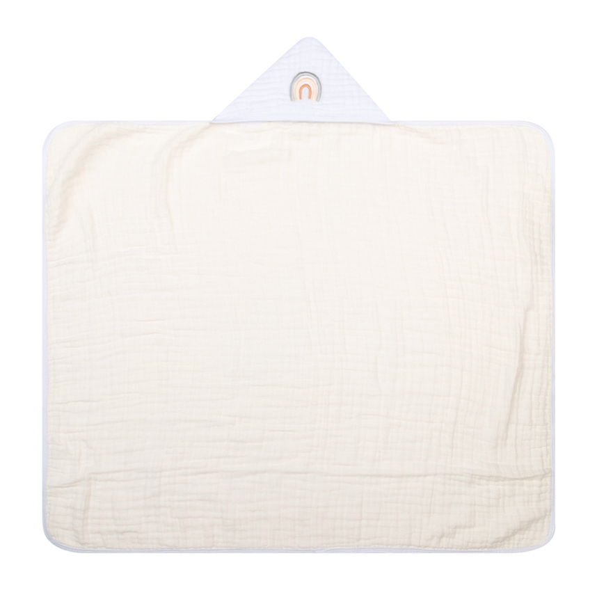 Toalha Com Capuz Bebê Papi Soft Tinto Bordado Arco Íris