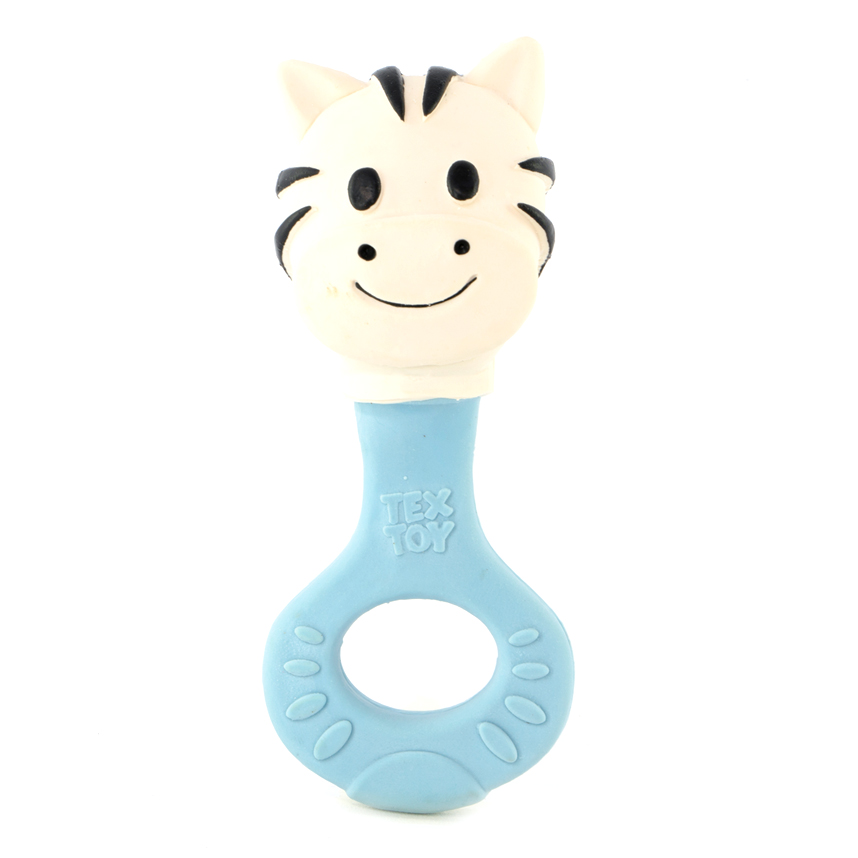 Chocalho Mordedor Textoy Bebê Zebra Branco E Azul