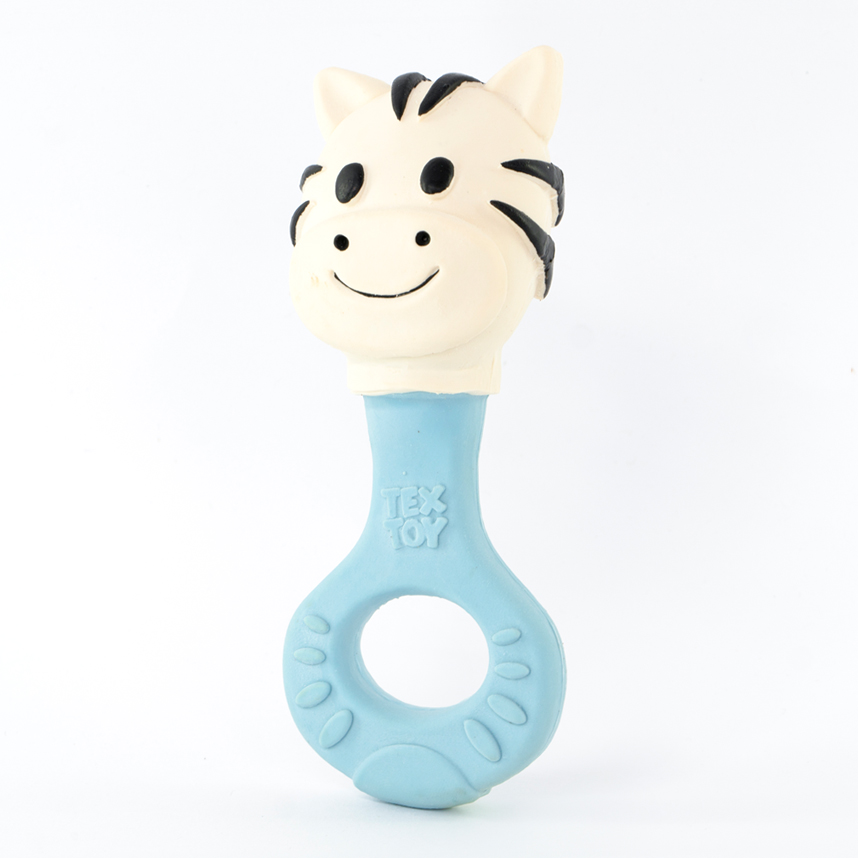 Chocalho Mordedor Textoy Bebê Zebra Branco E Azul