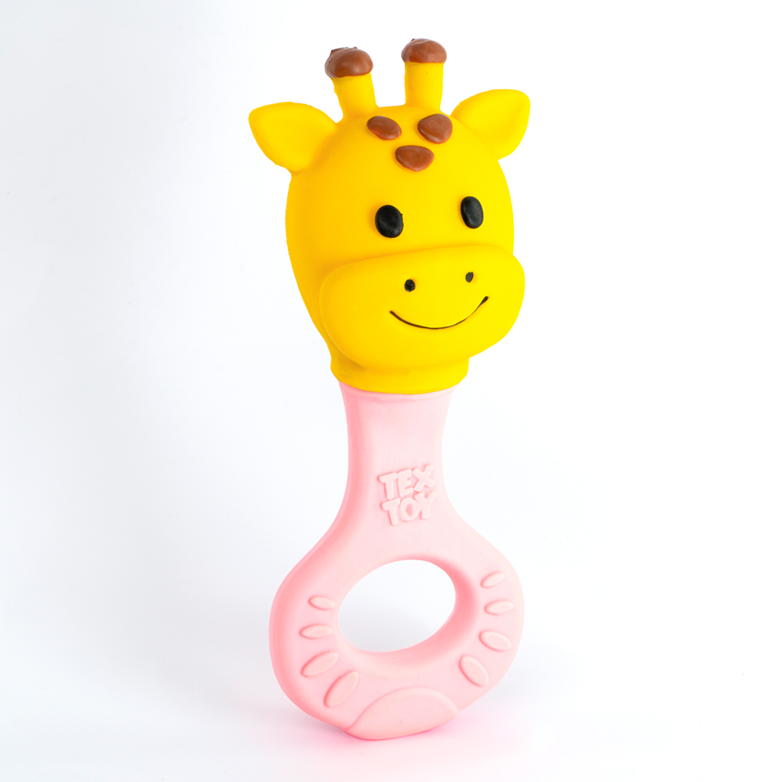 Chocalho Mordedor Textoy Bebê Girafa Amarela