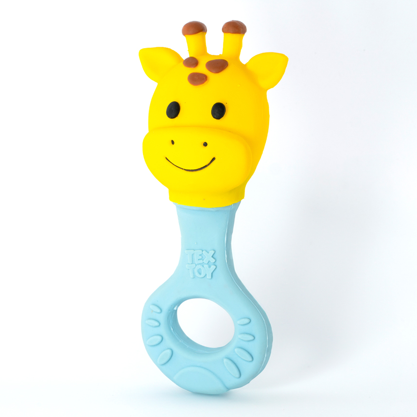 Chocalho Mordedor Textoy Bebê Girafa Amarela