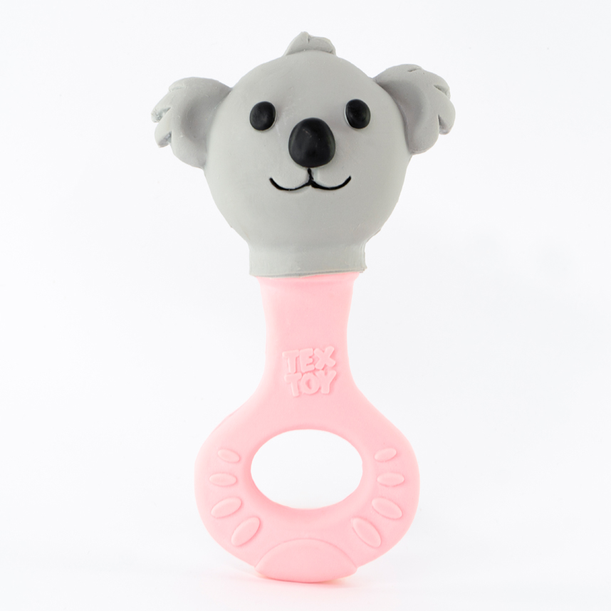Chocalho Mordedor Textoy Bebê Coala Com Rosa