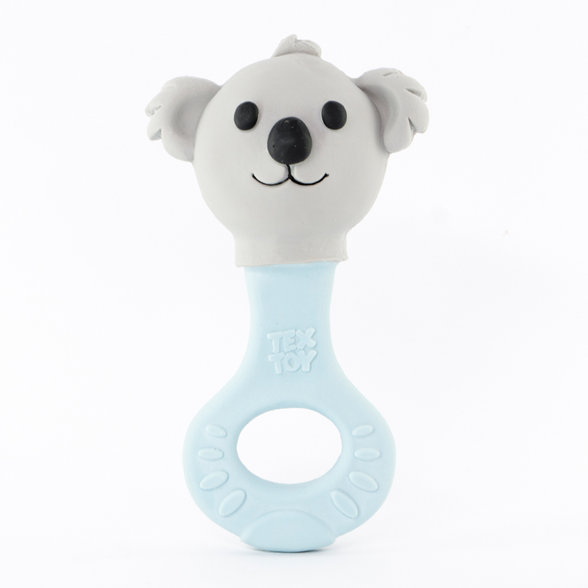 Chocalho Mordedor Textoy Bebê Coala Cinza E Azul