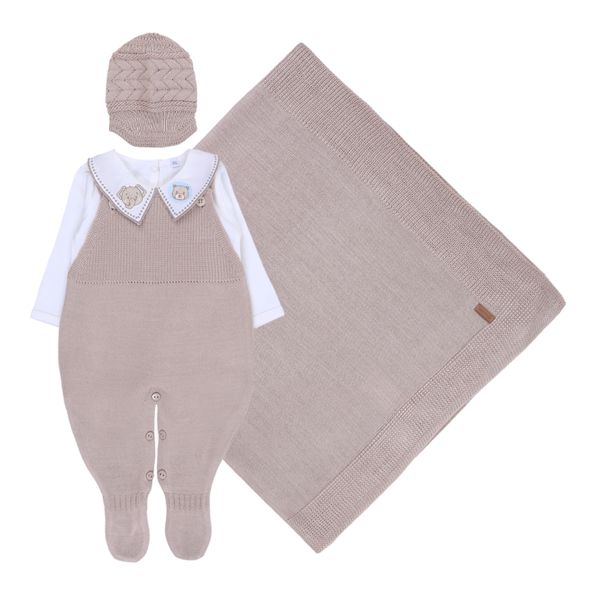 Saída Maternidade Chandra  Body Bordado E Jardineira 4 Peças