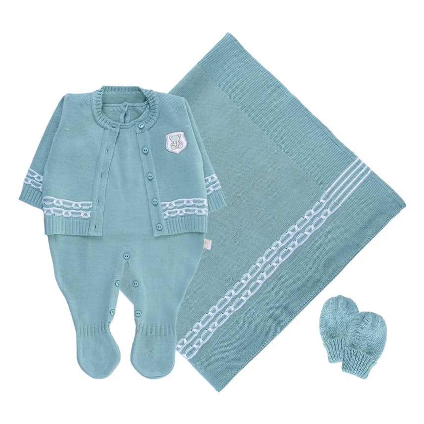 Saída Maternidade Chandra Casaco E Jardineira 4 Peças