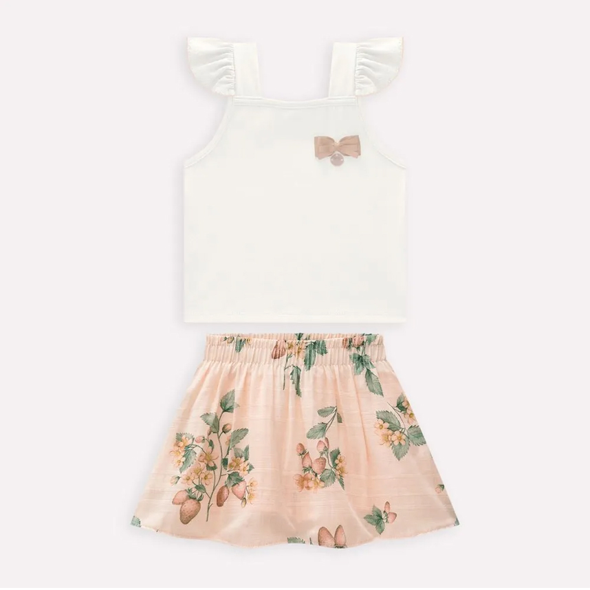 Conjunto Infantil Milon Cropped E Saia Estampa Floral Conjunto Infantil Milon Cropped E Saia Estampa Floral
