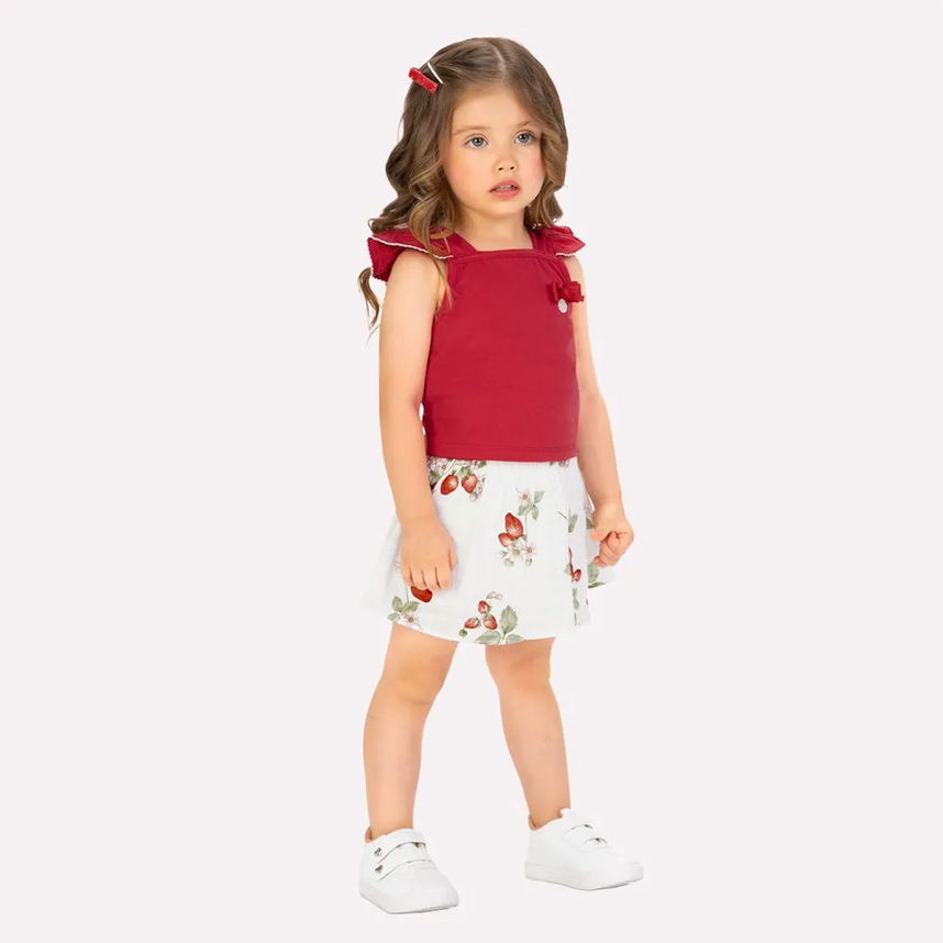 Conjunto Infantil Milon Cropped E Saia Estampa Floral Conjunto Infantil Milon Cropped E Saia Estampa Floral