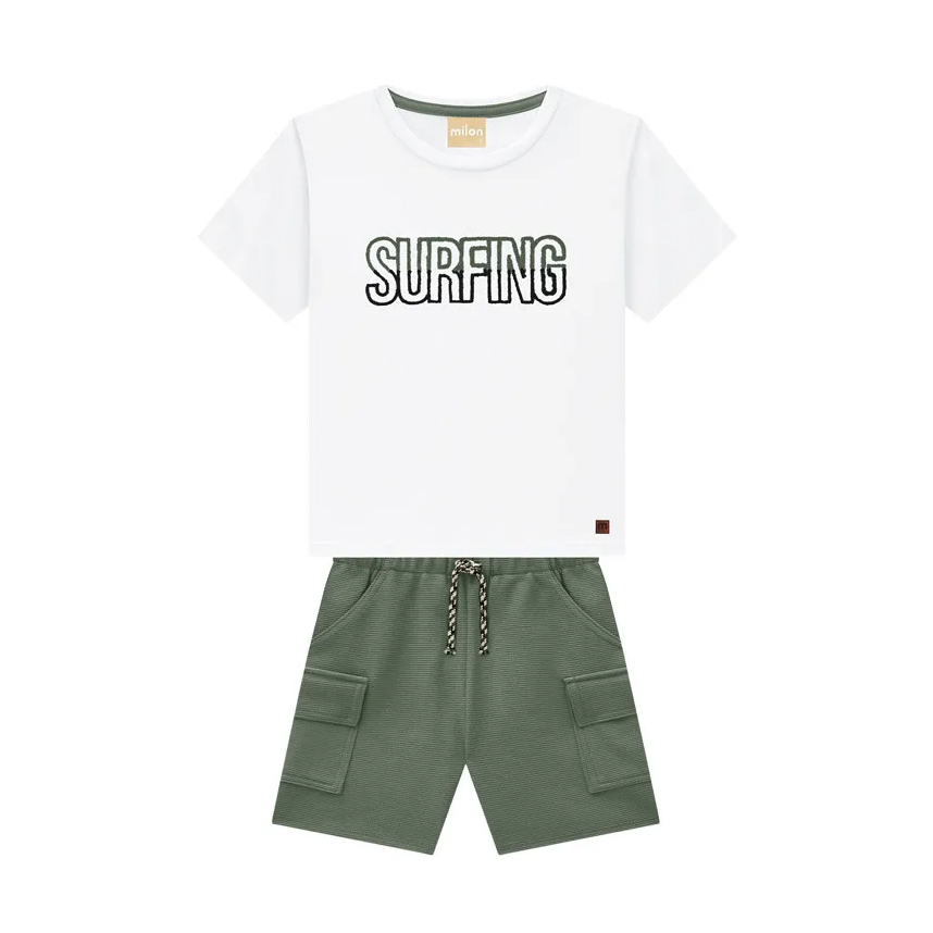 Conjunto Infantil Milon Camiseta E Bermuda Em Gorgurinho Conjunto Infantil Milon Camiseta E Bermuda Em Gorgurinho