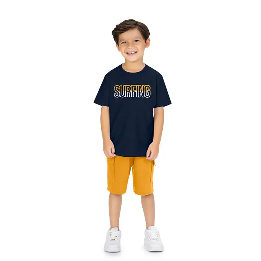 Conjunto Infantil Milon Camiseta E Bermuda Em Gorgurinho Conjunto Infantil Milon Camiseta E Bermuda Em Gorgurinho