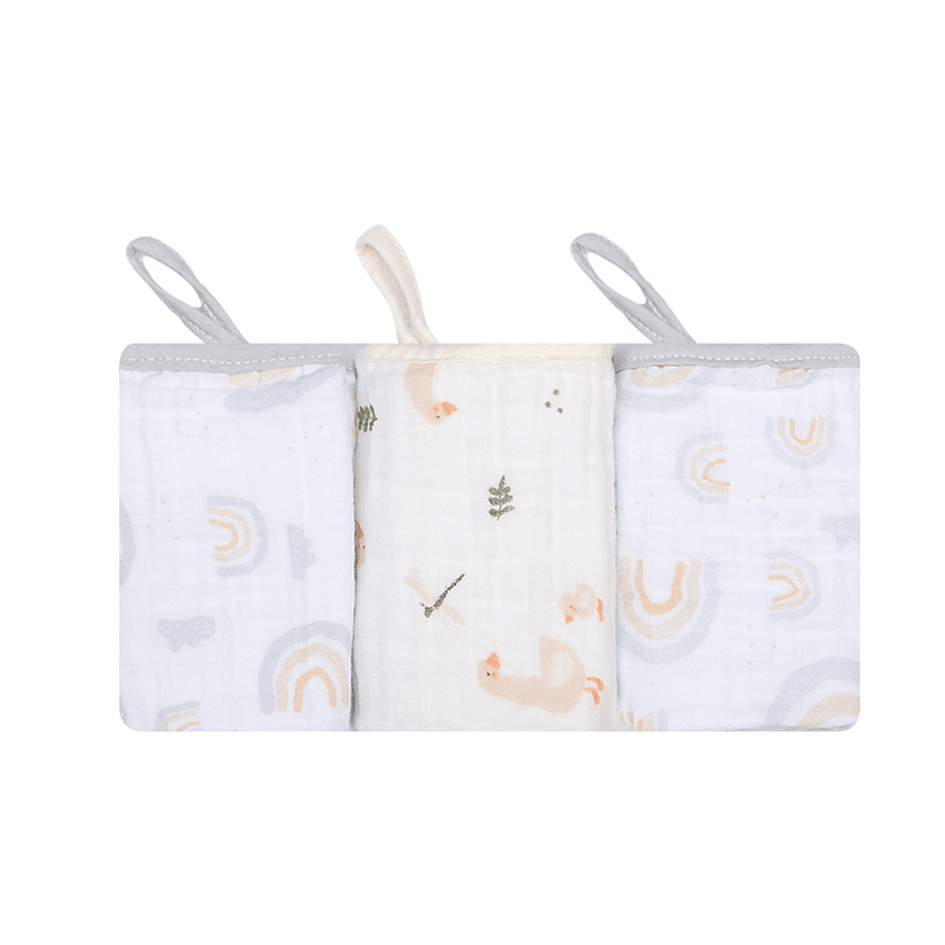 Pano De Boca Papi Soft Com Prendedor Patinhos 3 Peças