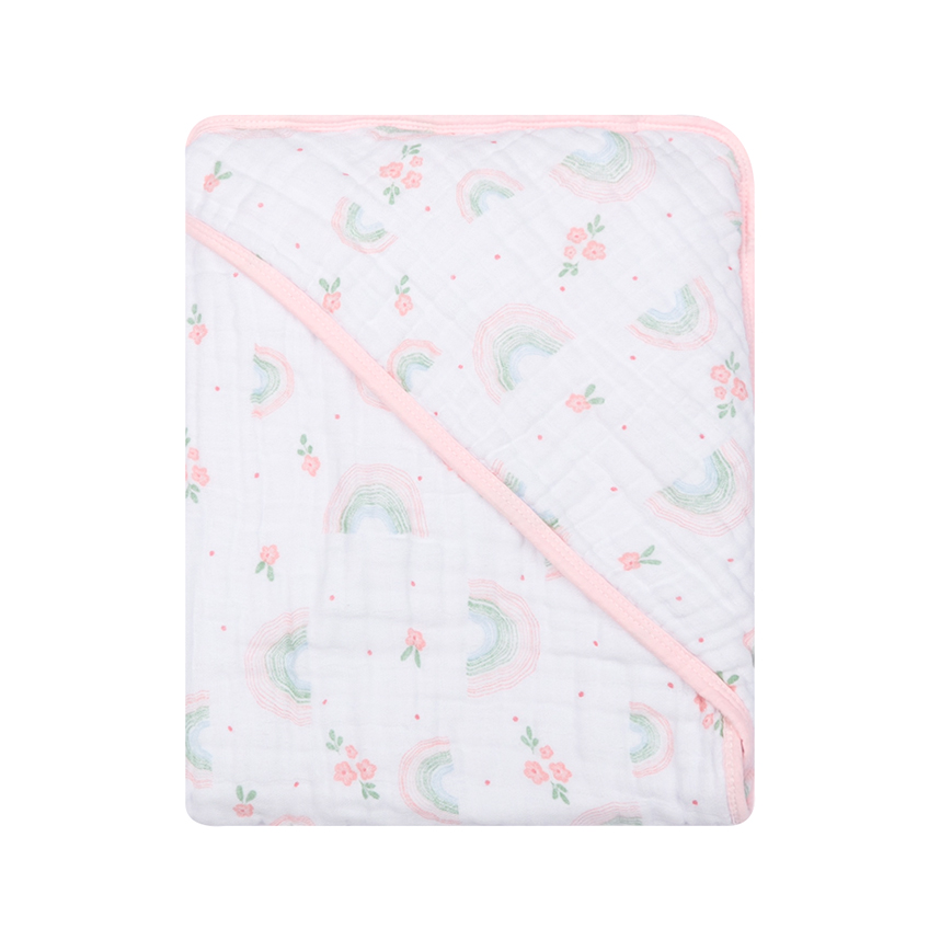 Toalha Com Capuz Bebê Papi Soft Estampa Arco Íris E Flor Toalha Com Capuz Bebê Papi Soft Estampa Arco Íris E Flor