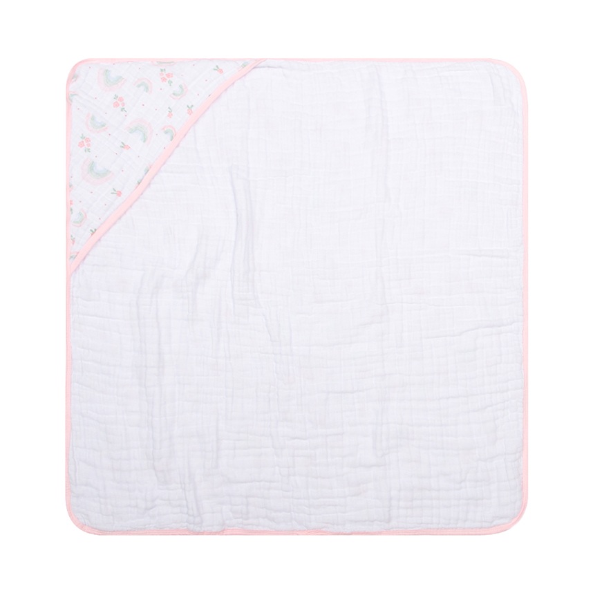 Toalha Com Capuz Bebê Papi Soft Estampa Arco Íris E Flor Toalha Com Capuz Bebê Papi Soft Estampa Arco Íris E Flor