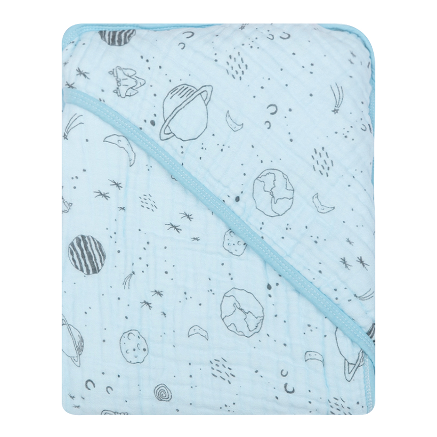 Toalha Com Capuz Bebê Papi Soft Estampa Espaço Toalha Com Capuz Bebê Papi Soft Estampa Espaço