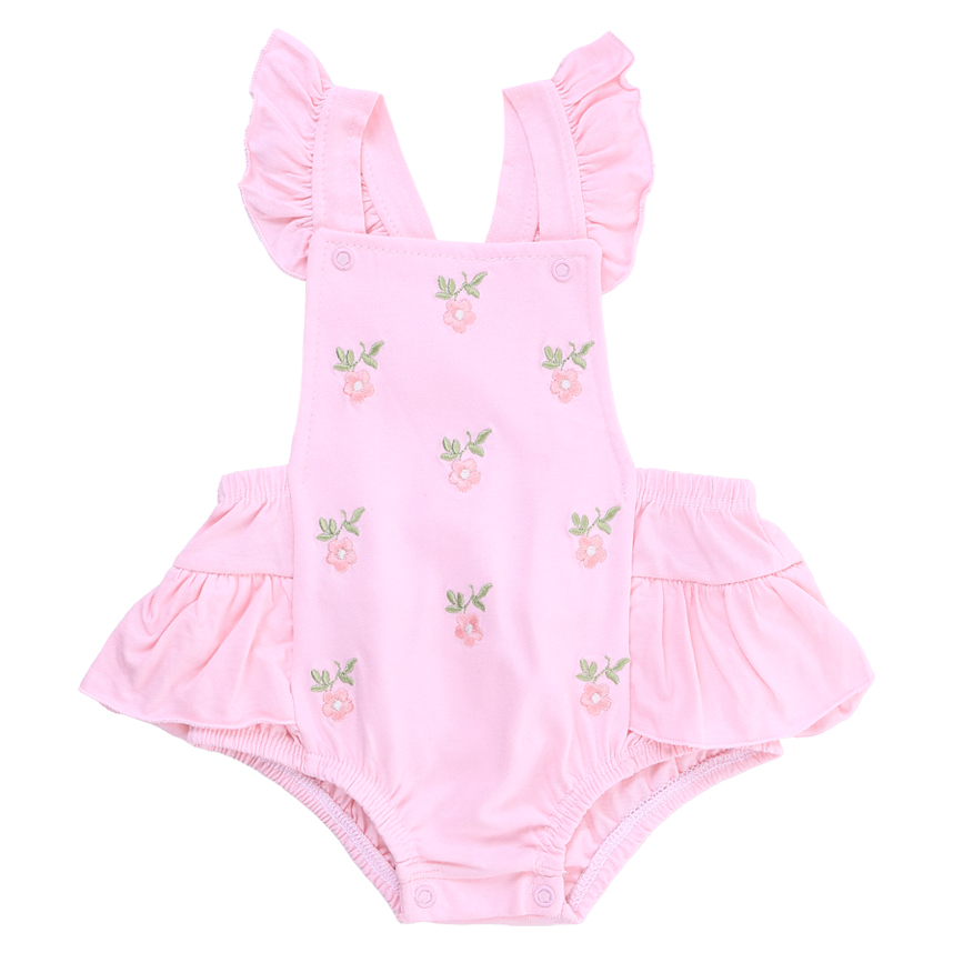 Banho De Sol Bebê Din Don Bordado Flor Com Babado