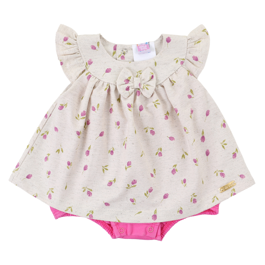 Banho De Sol Bebê Din Don Bordado Flor Com Laço Banho De Sol Bebê Din Don Bordado Flor Com Laço