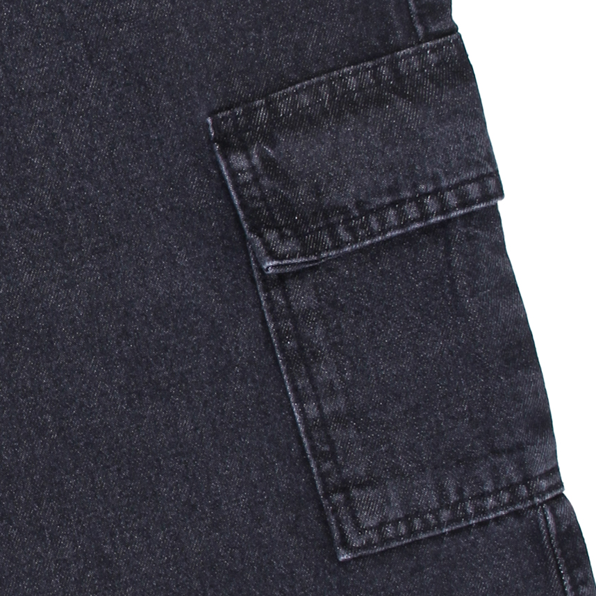 Calça Juvenil Revert jeans Black Wide Leg Cargo