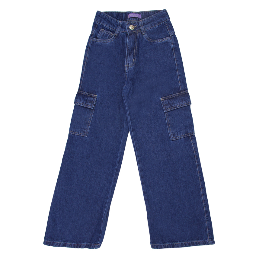 Calça Jeans Juvenil Revert Detalhe Bolsos Cargo