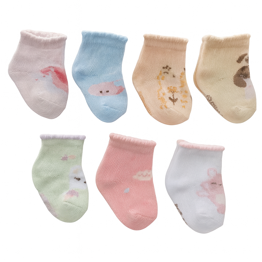 Meia Bebê Pimpolho Semaninha Estampada 7 Pares