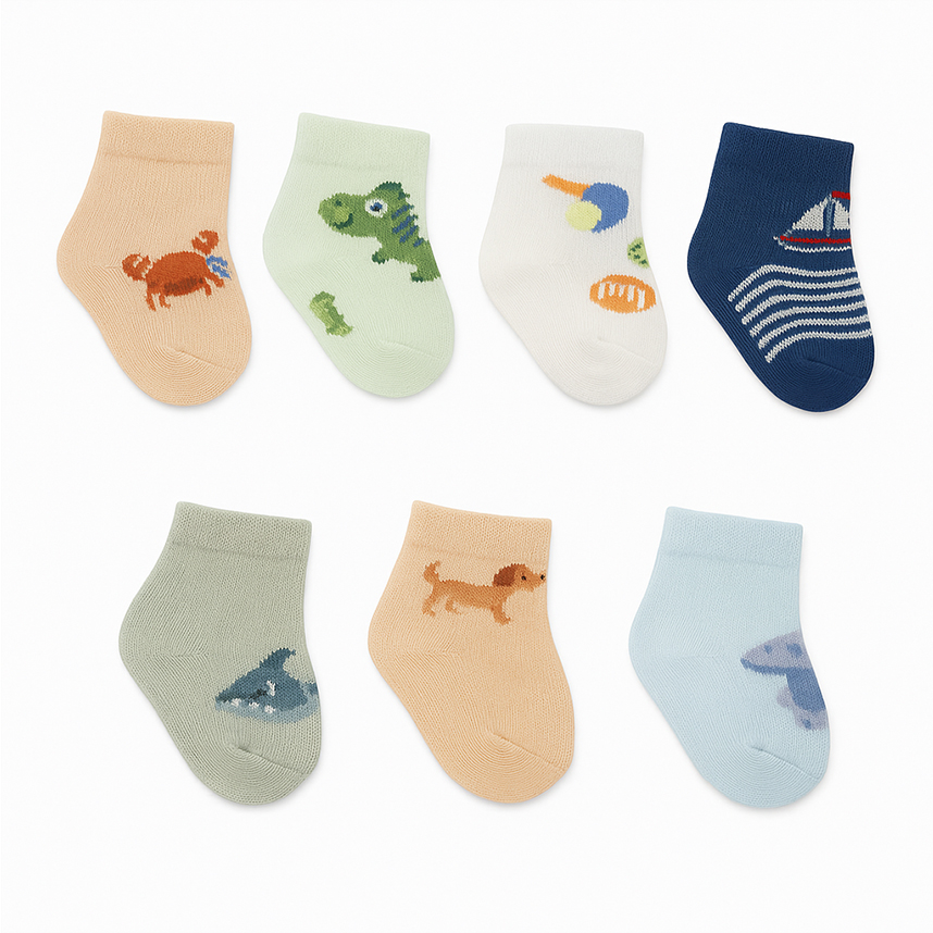 Meia Bebê Pimpolho Semaninha Estampada 7 Pares