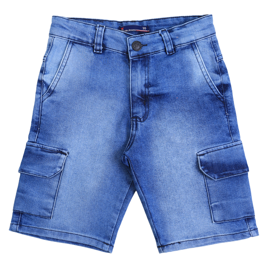Bermuda Juvenil Faos Jeans Marmorizado Used Bolso Cargo