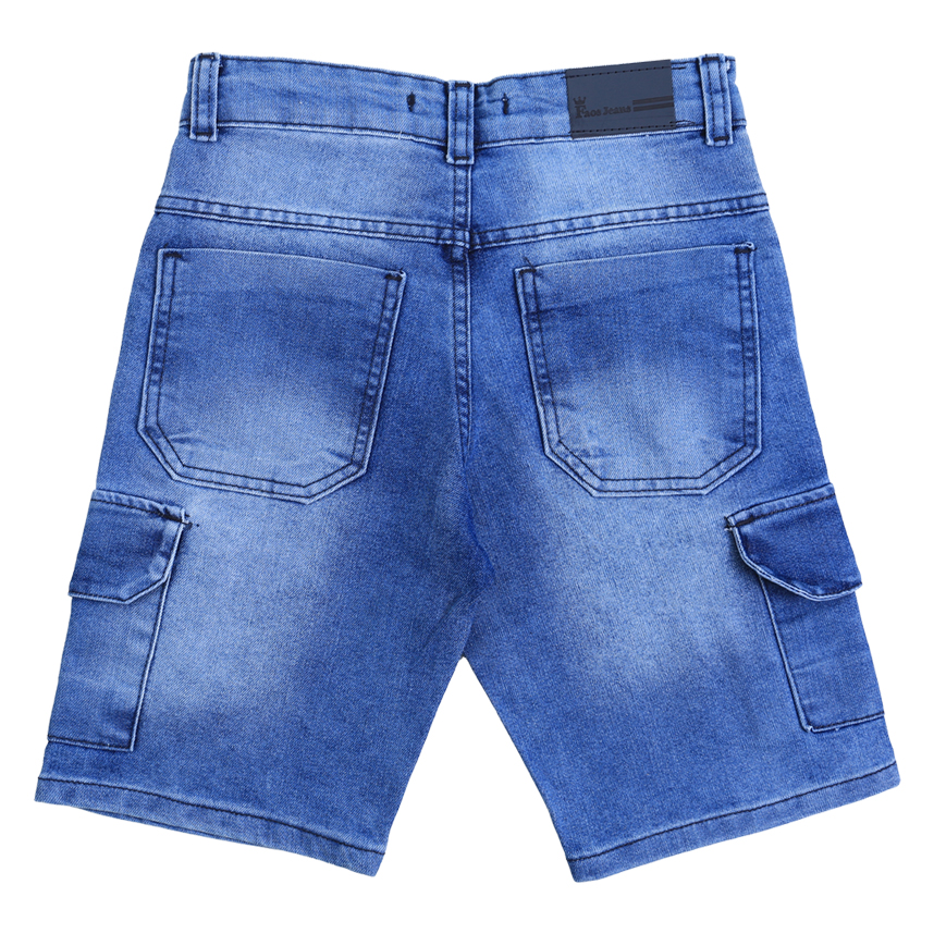 Bermuda Juvenil Faos Jeans Marmorizado Used Bolso Cargo