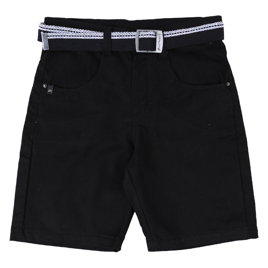 Bermuda Bebê Articolare Em Sarja Preta Com Cinto