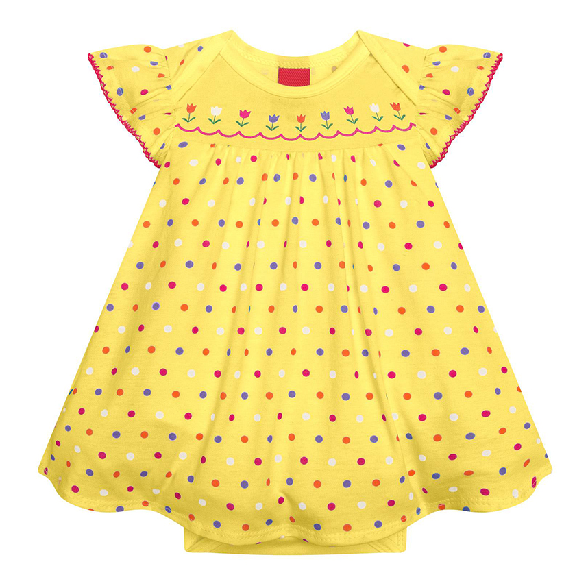 Vestido Bebê Kyly Em Meia Malha Estampa Poá