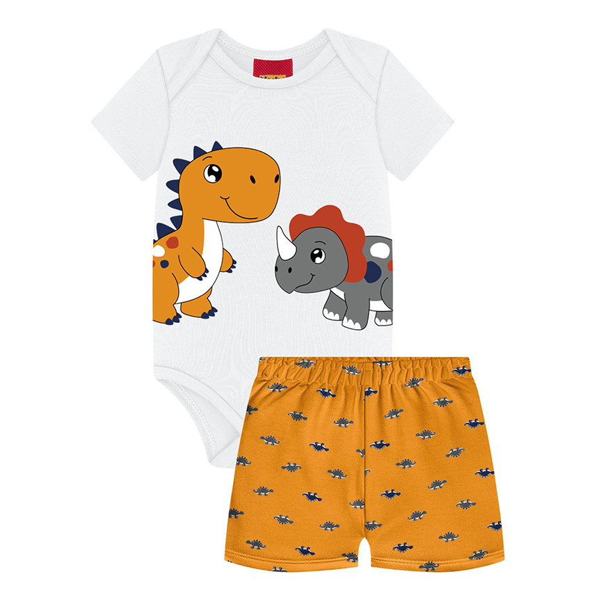 Conjunto Bebê Kyly Body E Bermuda Estampa Dinossauro Conjunto Bebê Kyly Body E Bermuda Estampa Dinossauro
