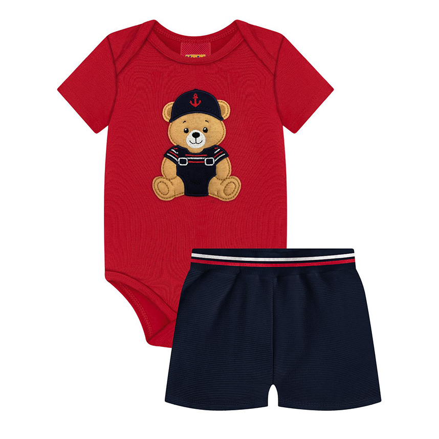 Conjunto Bebê Kyly Body E Bermuda Estampa Ursinho Conjunto Bebê Kyly Body E Bermuda Estampa Ursinho