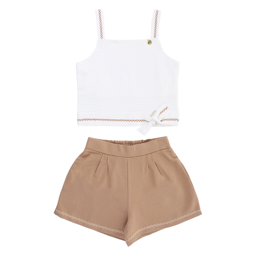 Conjutno Juvenil Menina Anjo Blusa Alça Amarração E Short