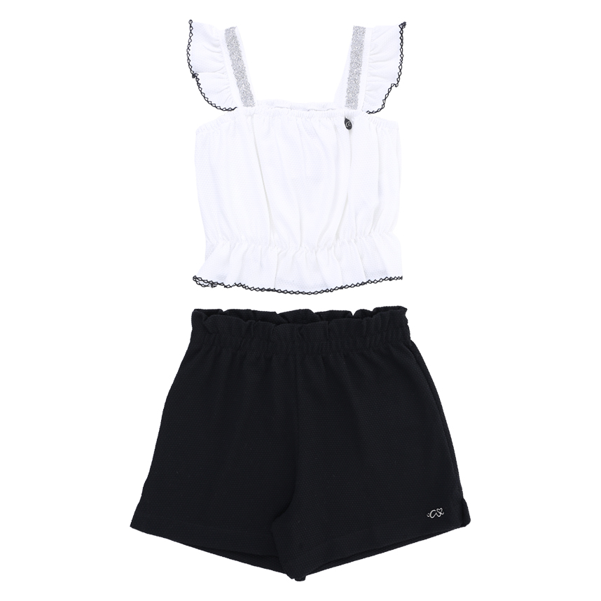 Conjutno Juvenil Menina Anjo Blusa Alça Babados E Short Conjutno Juvenil Menina Anjo Blusa Alça Babados E Short