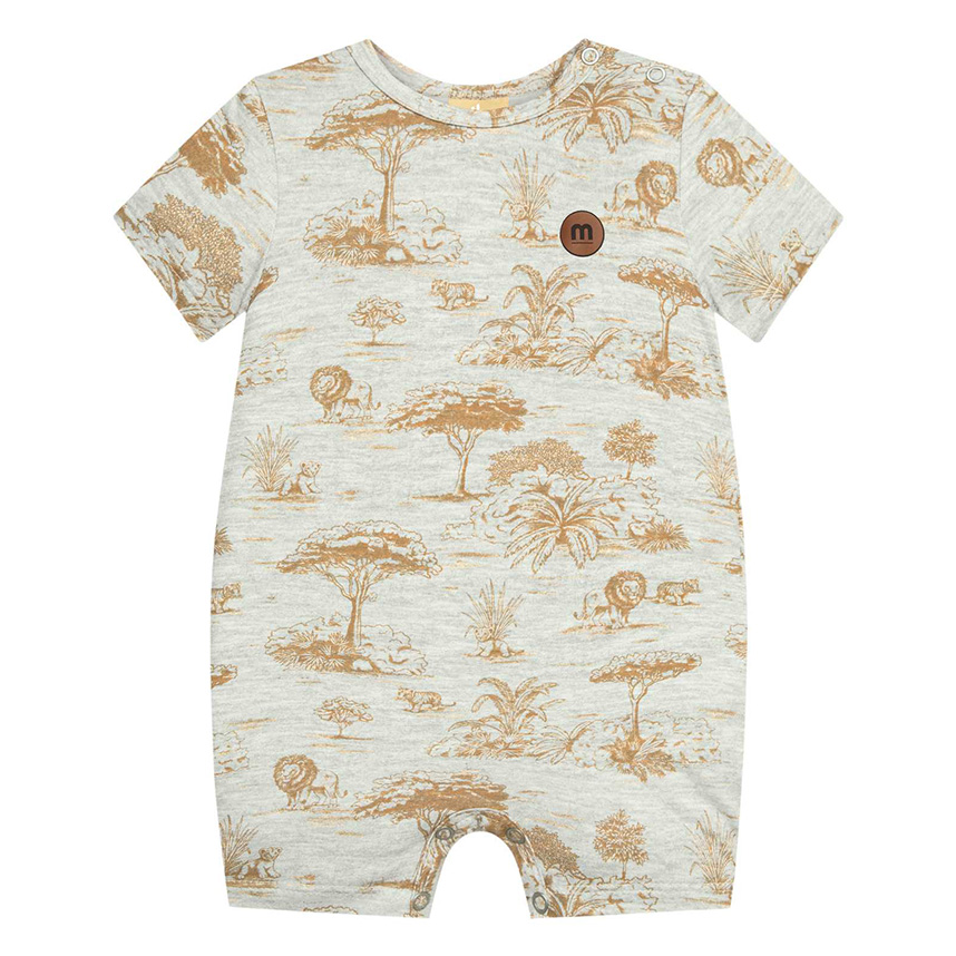 Macacão Curto Bebê Milon Em Cotton Estampa Floresta Macacão Curto Bebê Milon Em Cotton Estampa Floresta