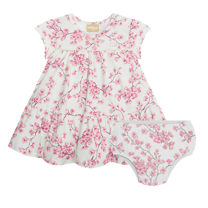 Vestido Bebê Milon E Calcinha Estampa Floral Em Cotton